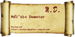 Módis Demeter névjegykártya